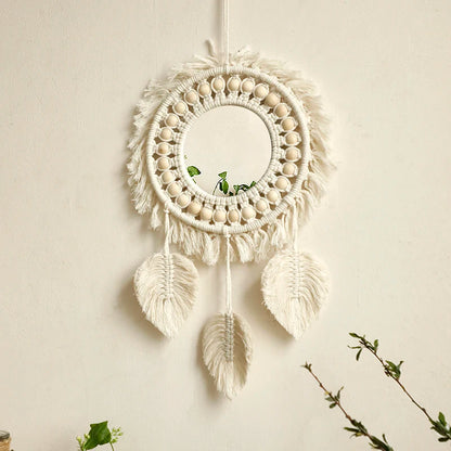 Macrame Woven Mirror | Natural Aesthetic Wall Decor for Cozy Spaces