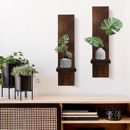 Natural Wood Wall Candle Display Set