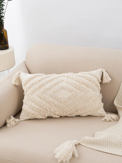 Cozy Fringe Lumbar Cushion Cover