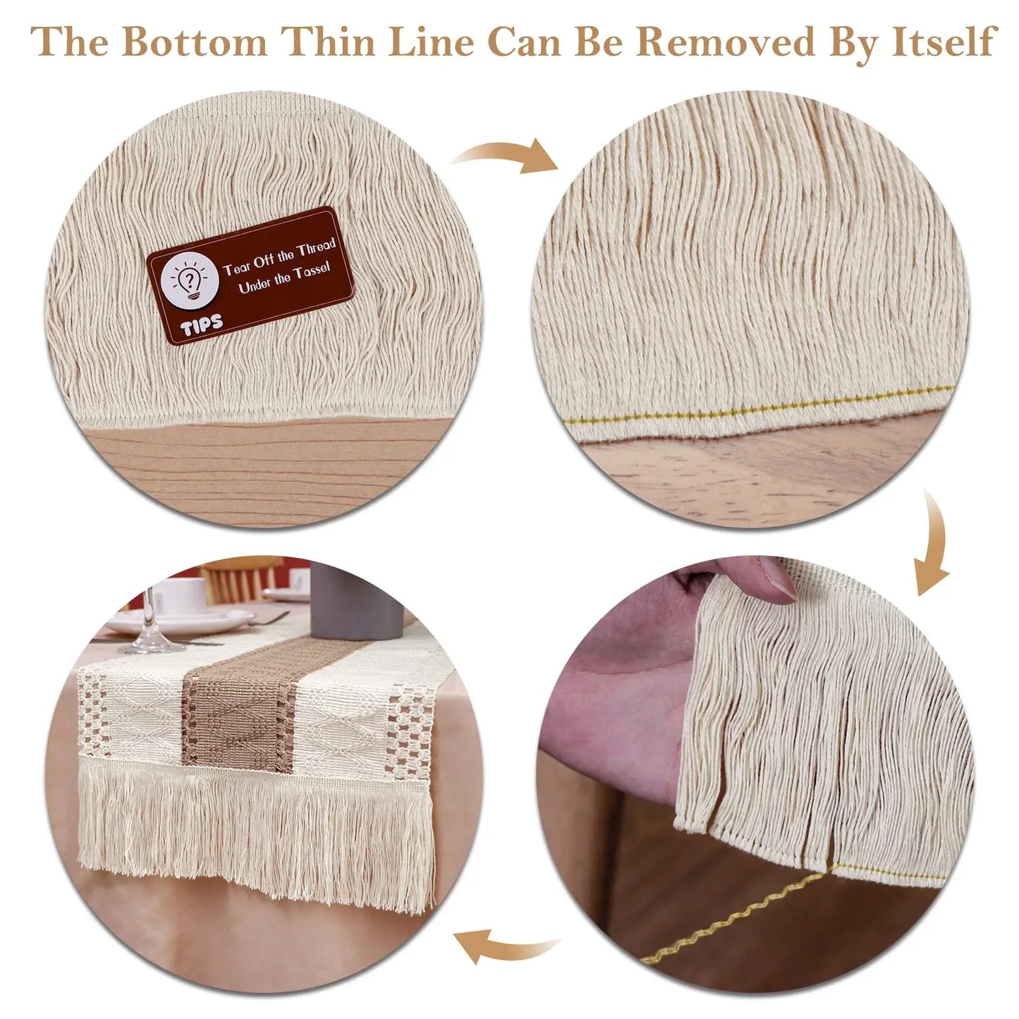 Boho Table Runner with Crochet Trim