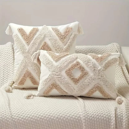 Cream Woven Boho Inspired Pillow