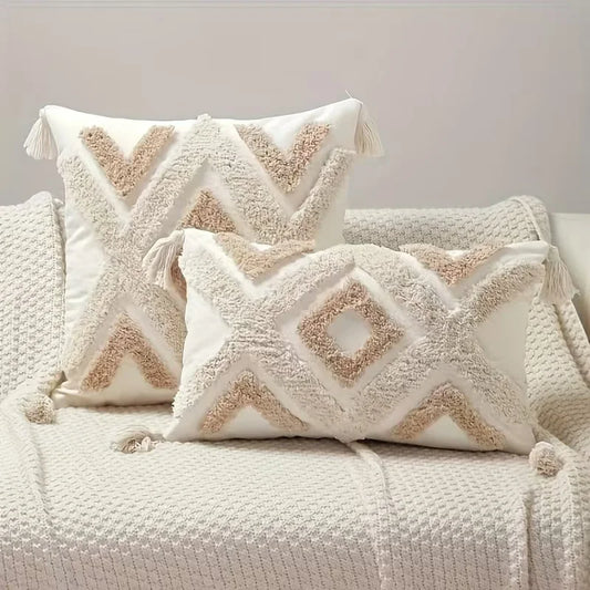 Cream Woven Boho Inspired Pillow