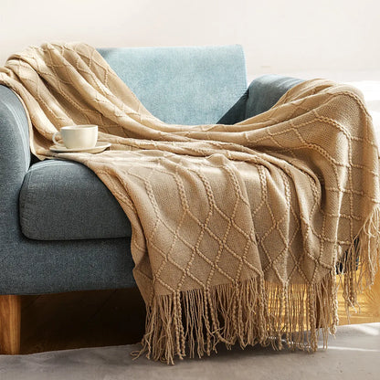 Knitted Blanket with a Cozy Farmhouse Touch