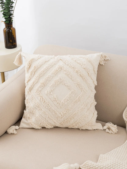 Cozy Fringe Lumbar Cushion Cover