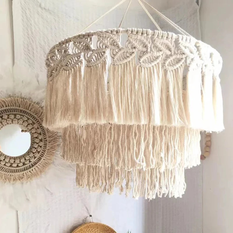 Boho Woven Macrame Lampshade