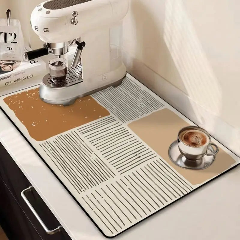 Decorative Draining Mat with Soft Floral Pattern