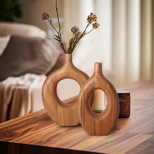 Sculptural Wooden Vase Ornament