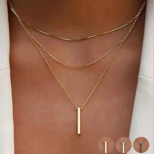 Gold Layered Bar Necklace