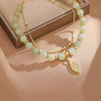 Green Jade Leaf Bracelet